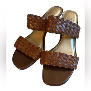 LifeStride Women’s Brown Woven Double Strap Sandals Size 8.5